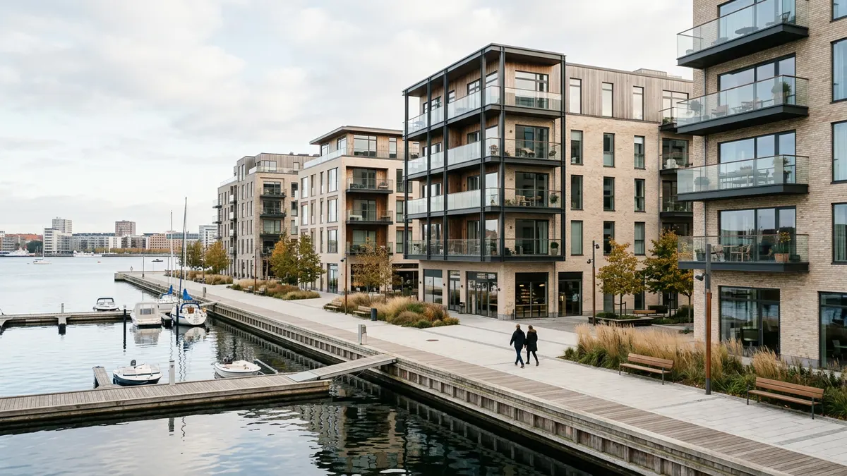 Moderne kontorejendom og boligudlejningsejendom i et dansk bymiljø med fokus på arkitektonisk kvalitet.