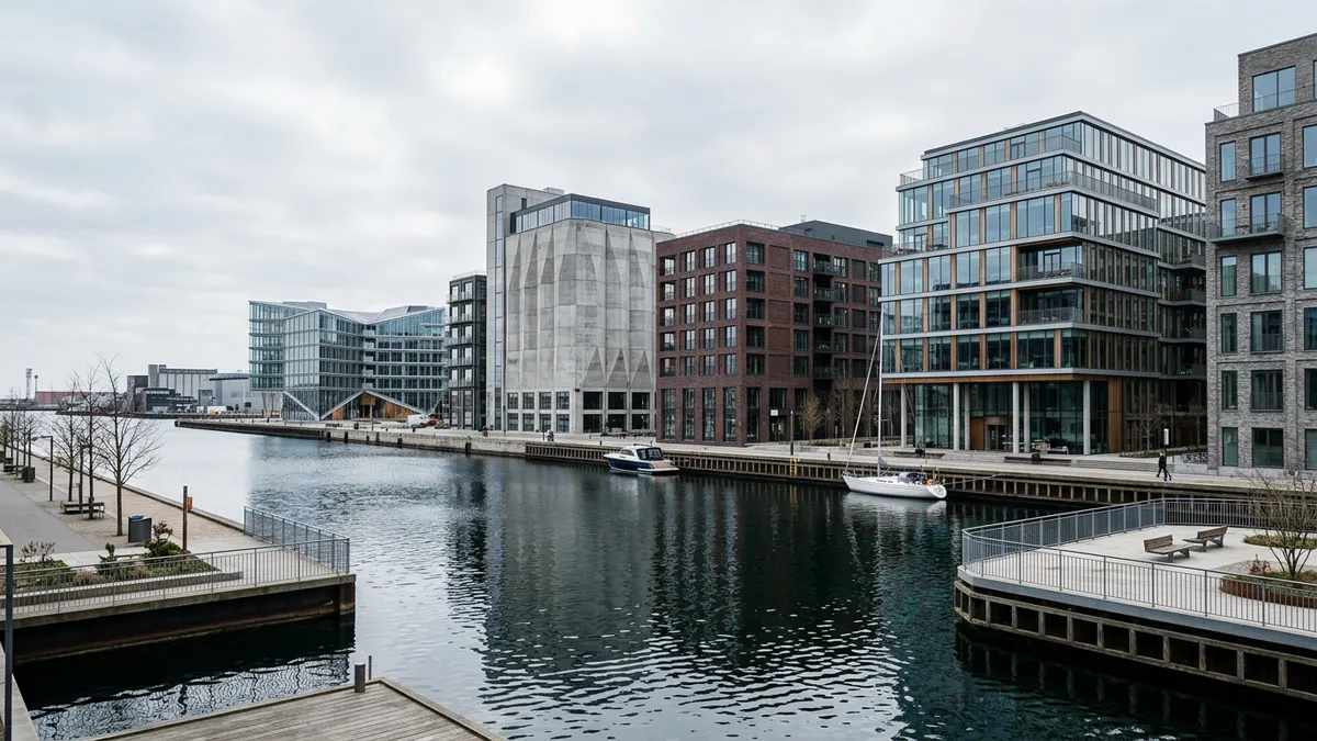 Modern office building in Copenhagen representing Danish property investment opportunities